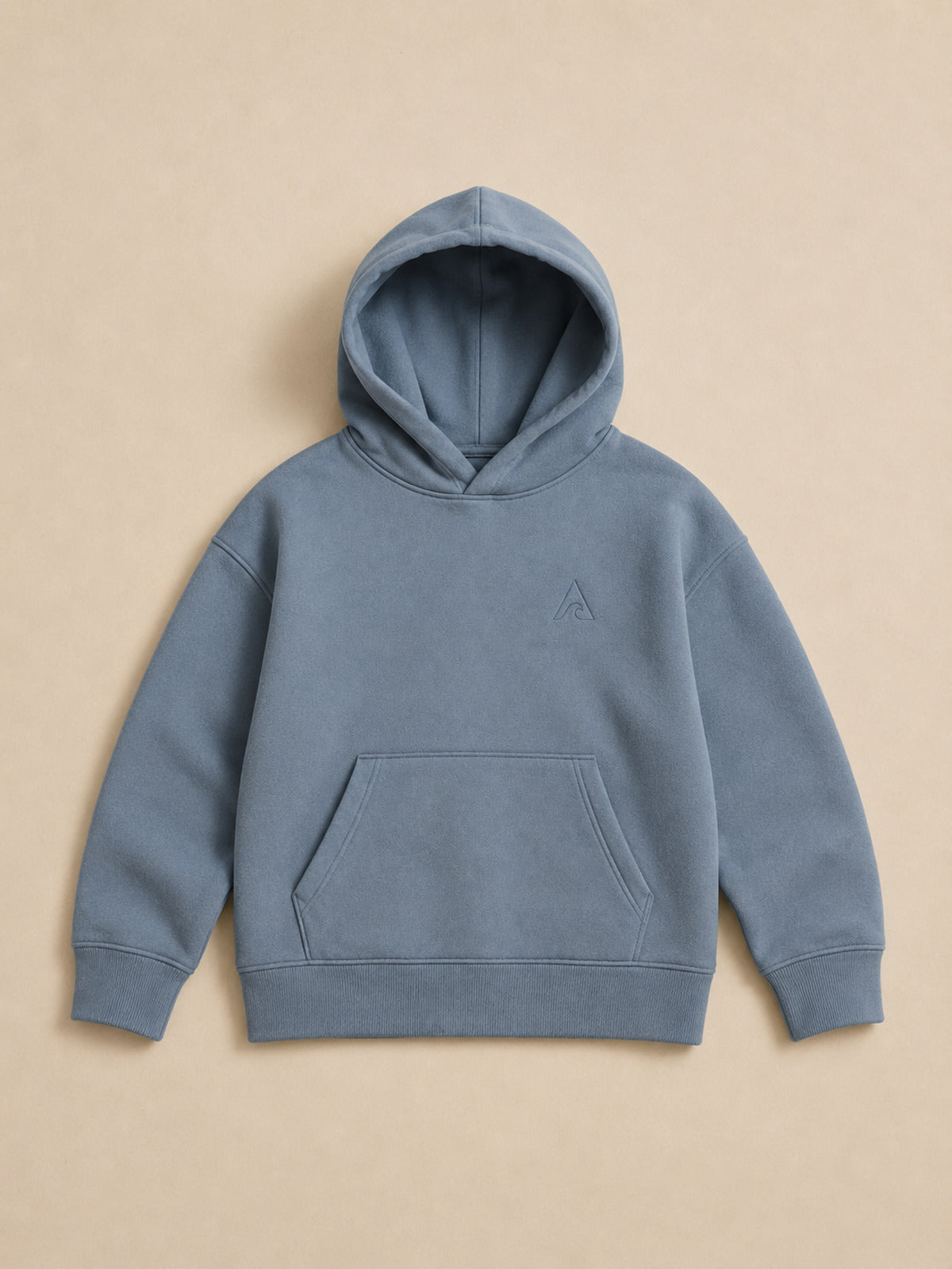 Akumi Little Current Kids Hoodie in Pacific Mist, flat lay