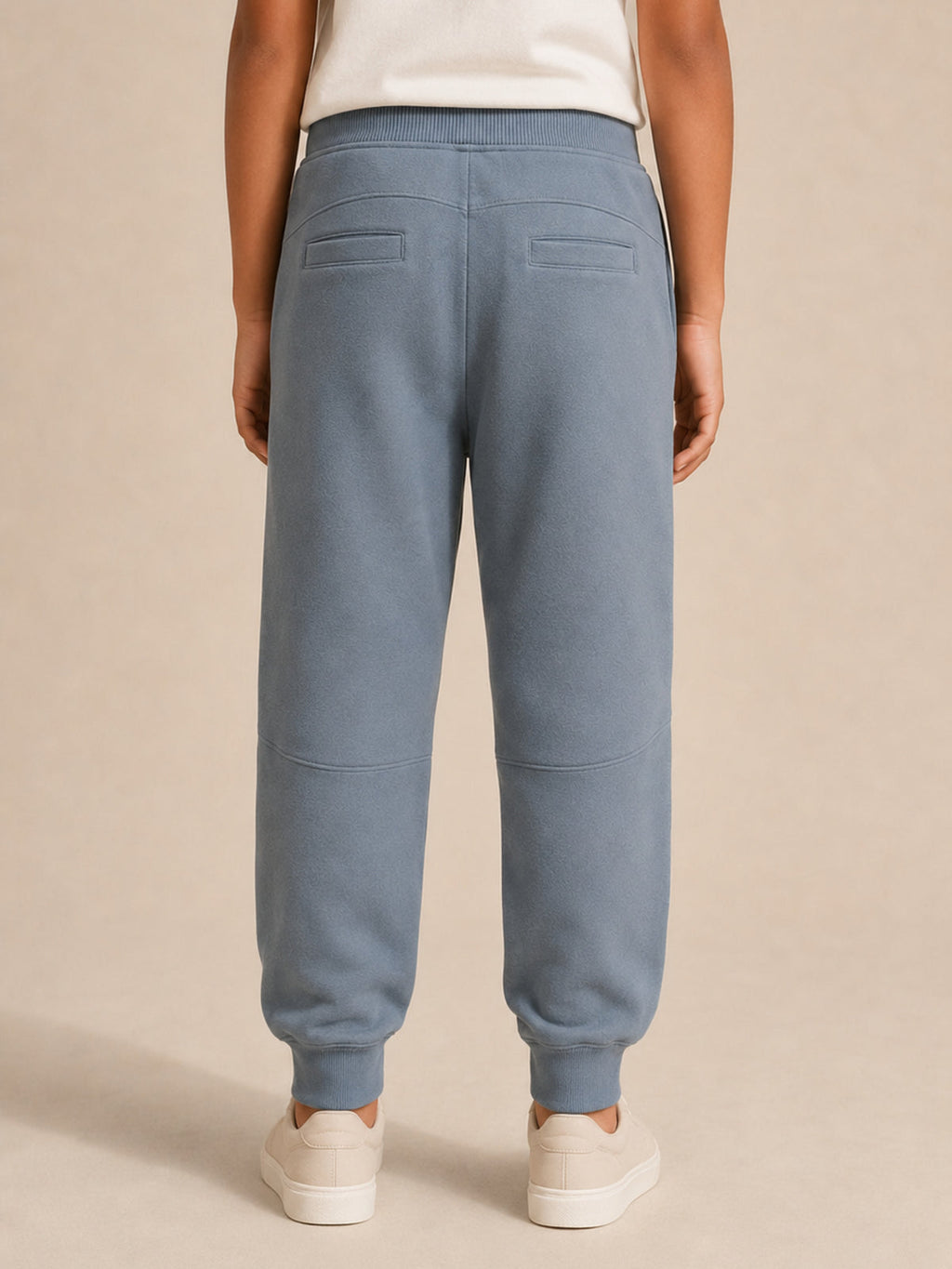 Akumi Little Current Kids Sweatpant in Pacific Mist, back construction view