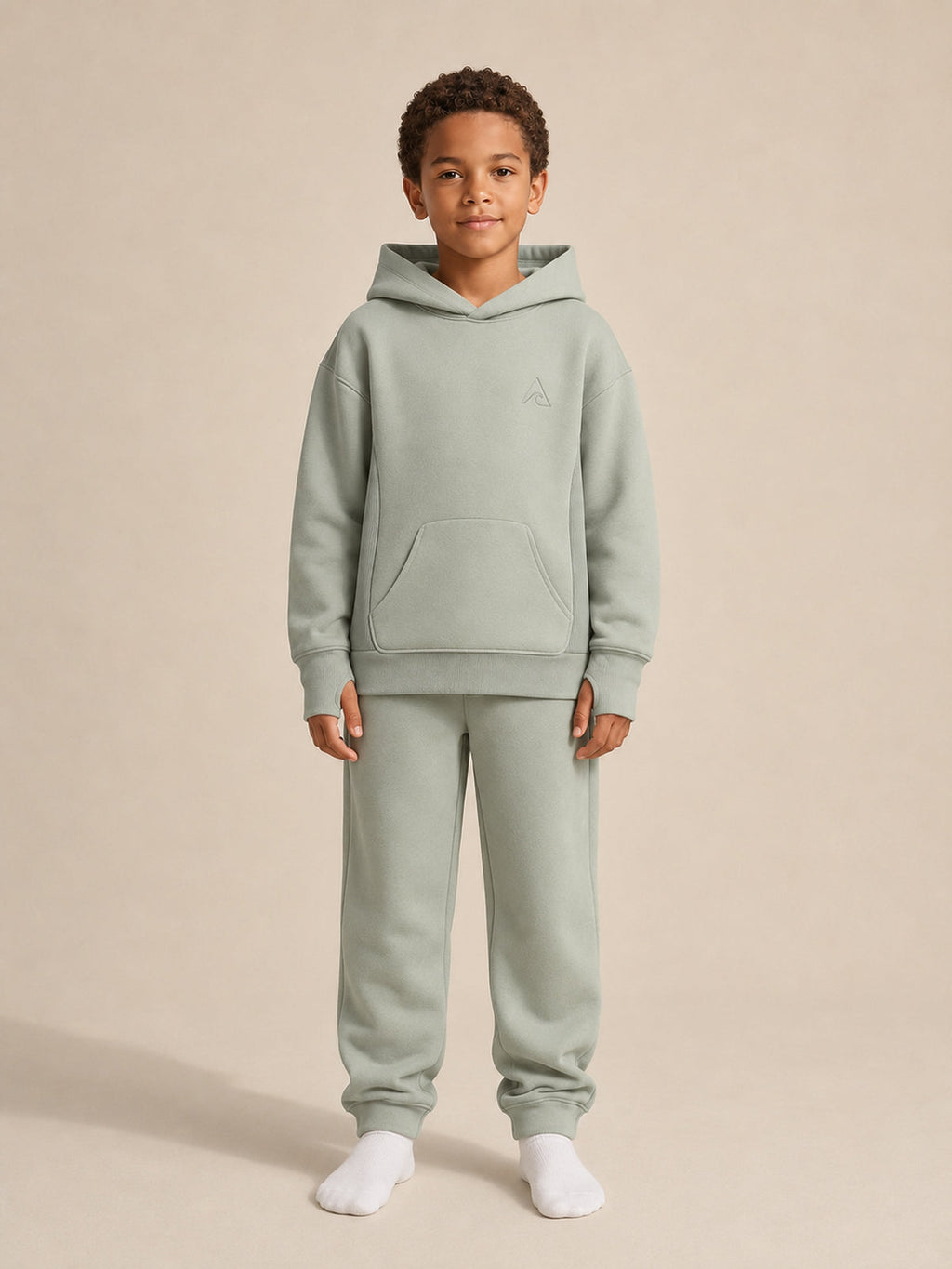 Akumi Little Driftlight Hoodie in Cloud Sage full front