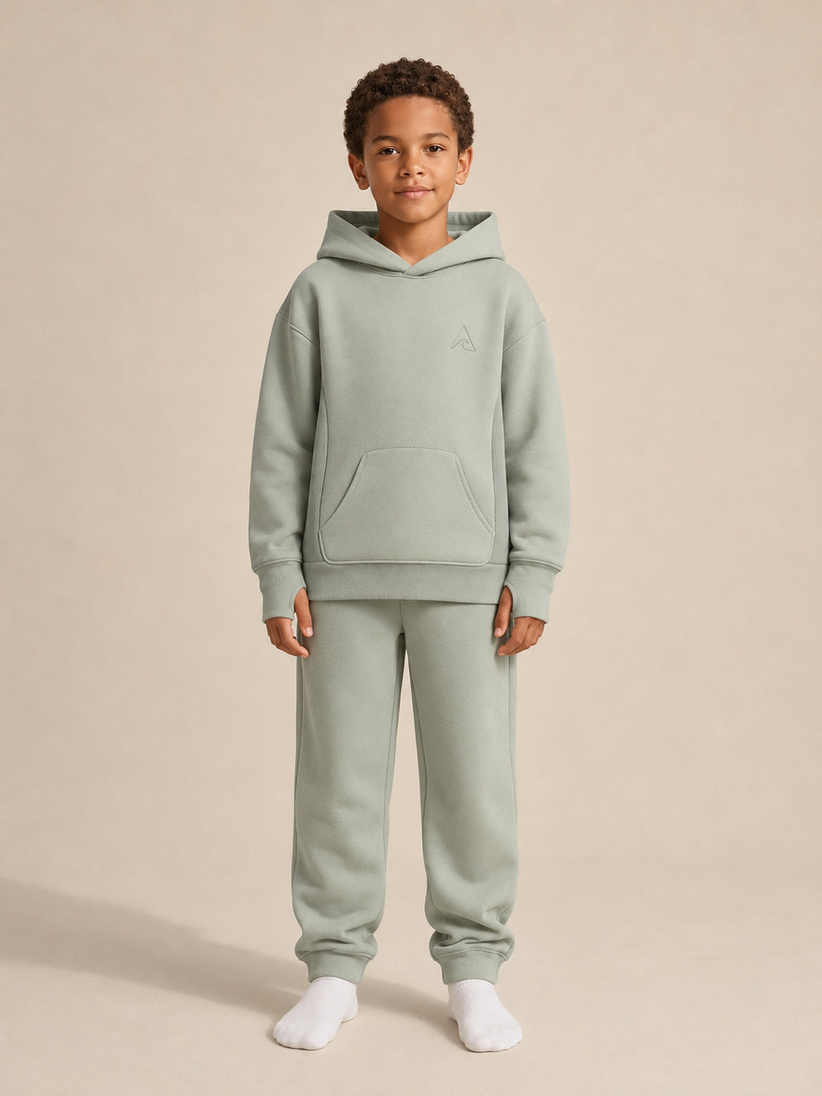 Akumi Little Driftlight Hoodie in Cloud Sage full front