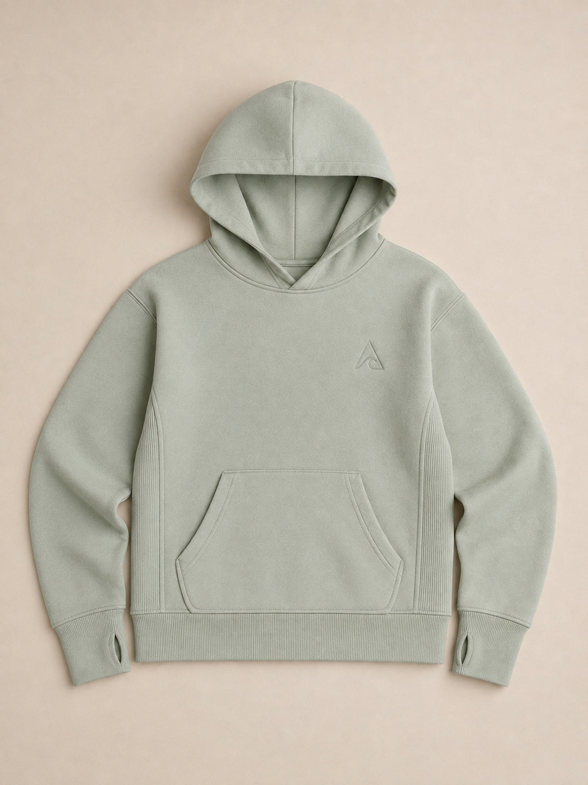 Akumi Little Driftlight Hoodie in Cloud Sage flat lay