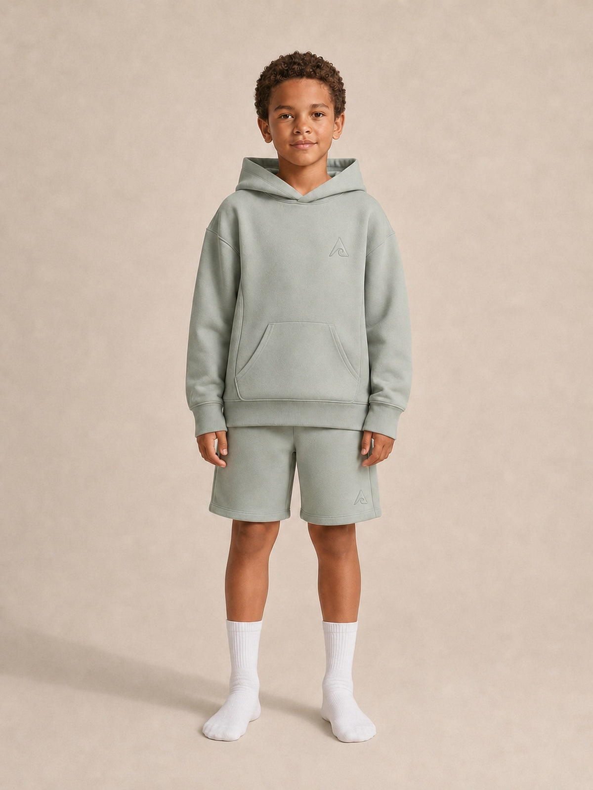 Akumi Little Driftlight Short in Cloud Sage front set view with corrected A-wave logo