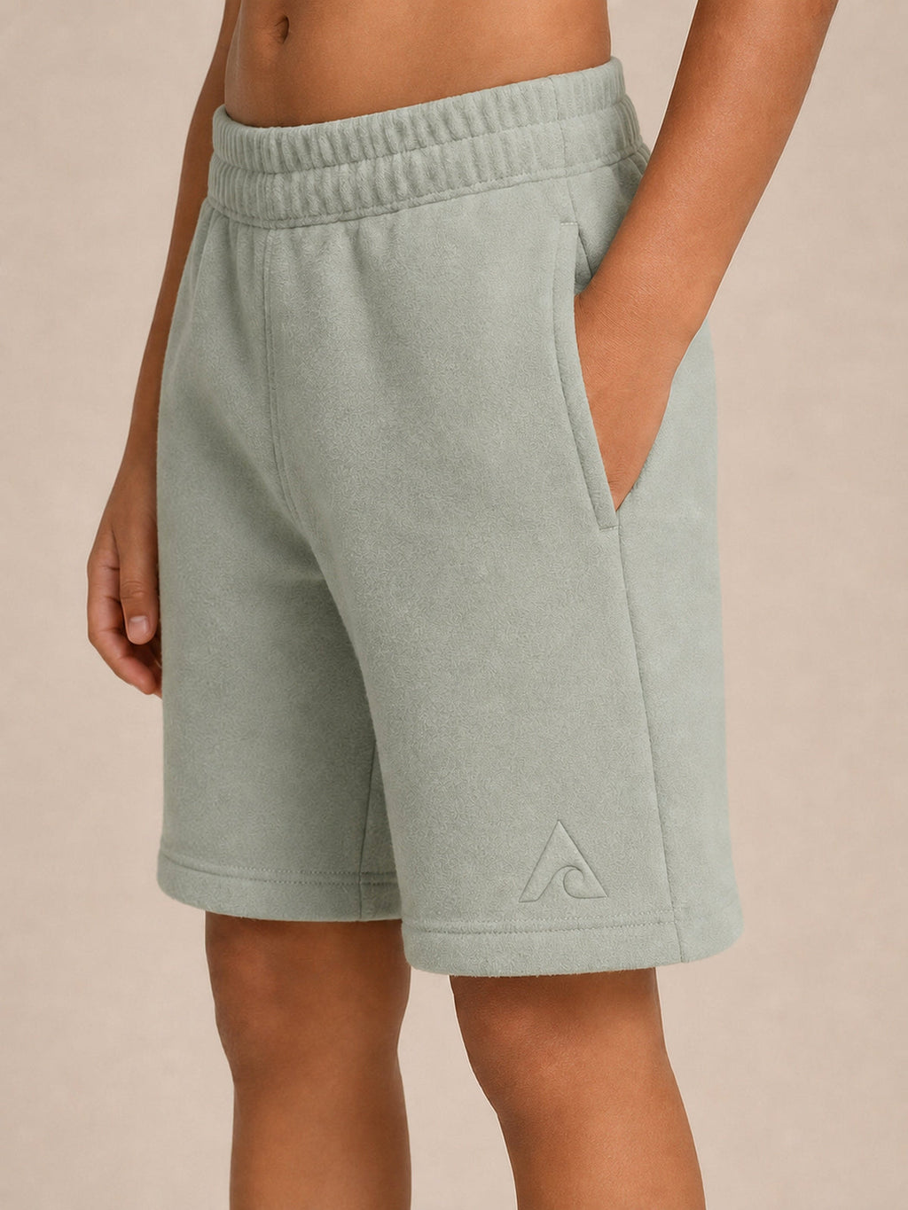 Akumi Little Driftlight Short in Cloud Sage side detail with corrected A-wave logo