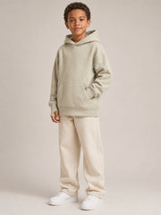 Akumi Little Fieldstitch Kids Hoodie in Oat Meadow three quarter view