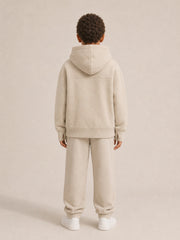 Akumi Little Fieldstitch Kids Hoodie in Oat Meadow back view