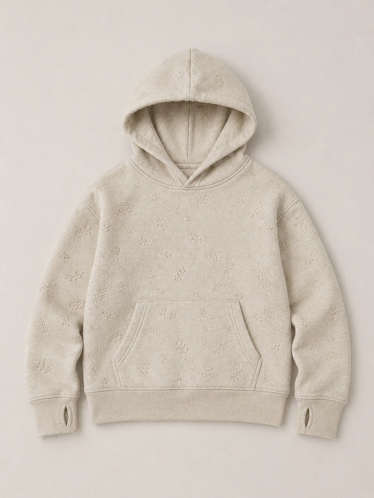 Akumi Little Fieldstitch Kids Hoodie in Oat Meadow flat lay