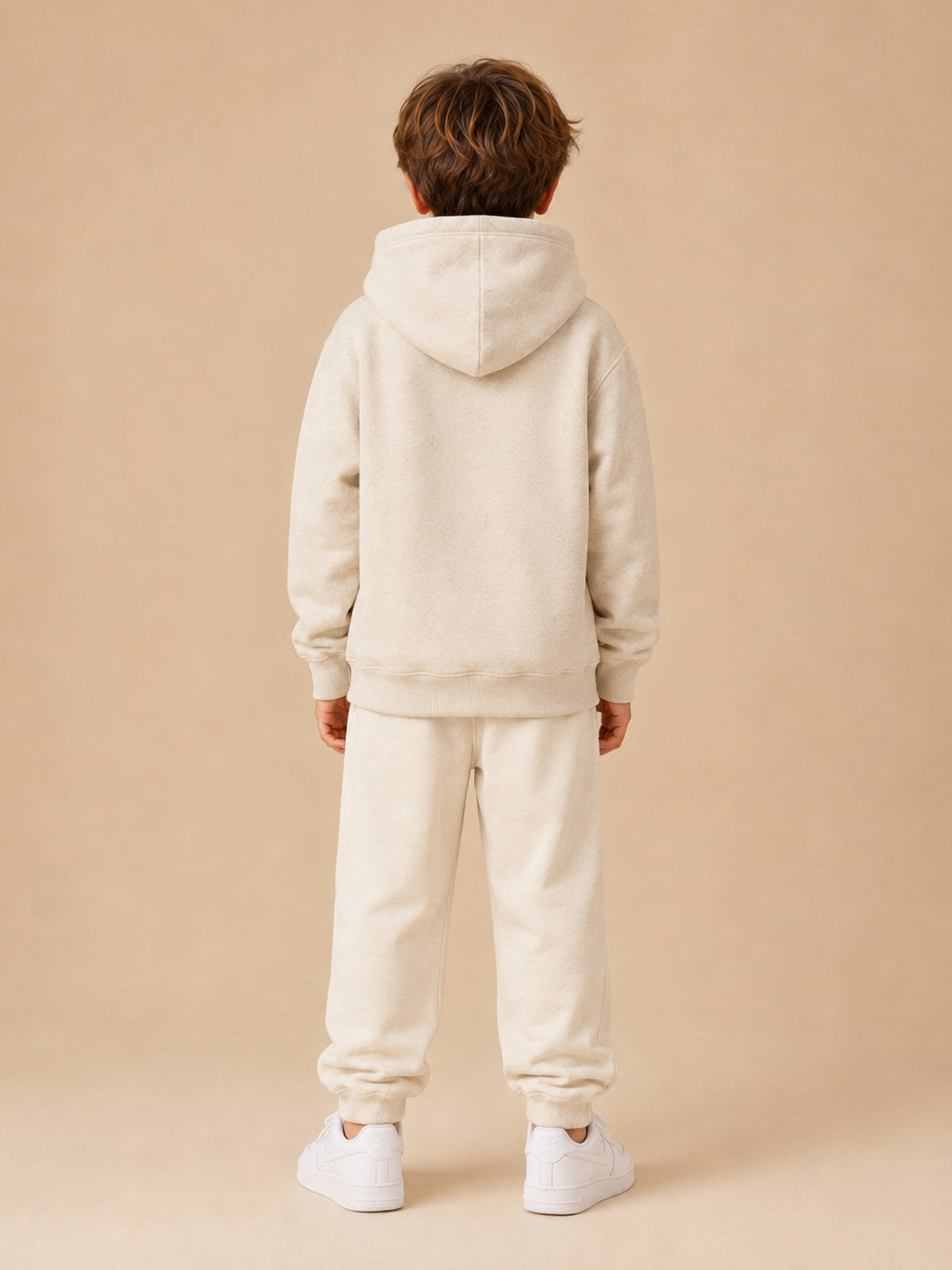 Akumi Little Summitmark Hoodie Alpine Oat view 3, single left-chest Akumi embroidery when visible