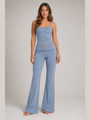 Akumi Lumaform Foldover Pant in Blue Fog full body front view