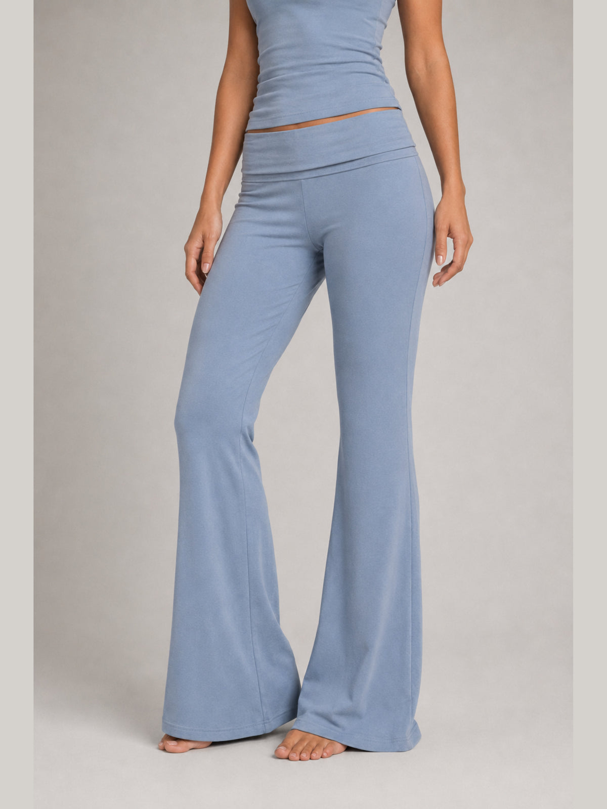 Akumi Lumaform Foldover Pant in Blue Fog angled leg view