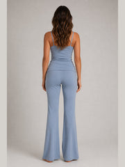 Akumi Lumaform Foldover Pant in Blue Fog back full body view