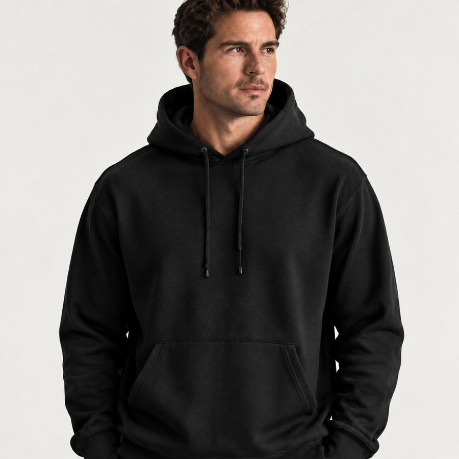 Akumi Minimalist Heavyweight Hoodie detail.