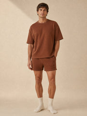 Akumi Morrow Thermal Lounge Tee in Copper Haze, men’s full-body fit view