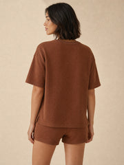 Akumi Morrow Thermal Lounge Tee in Copper Haze, women’s rear construction view