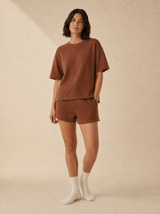 Akumi Morrow Thermal Lounge Tee in Copper Haze, women’s full-body fit view