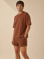 Akumi Morrow Thermal Lounge Tee in Copper Haze, men’s three-quarter fit view