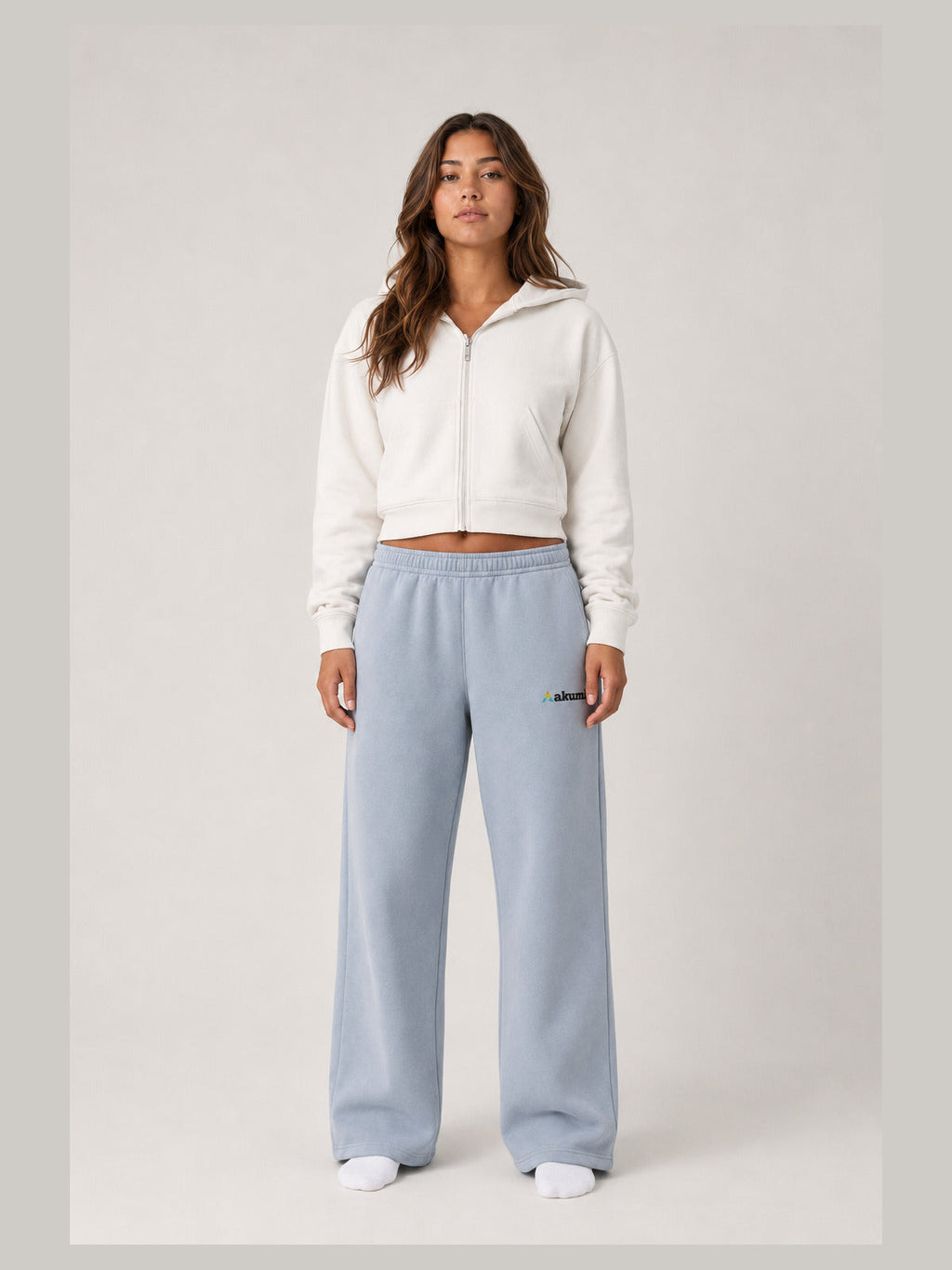 Akumi Openform Straight-Leg Sweatpant in Rainwash Blue, front studio view