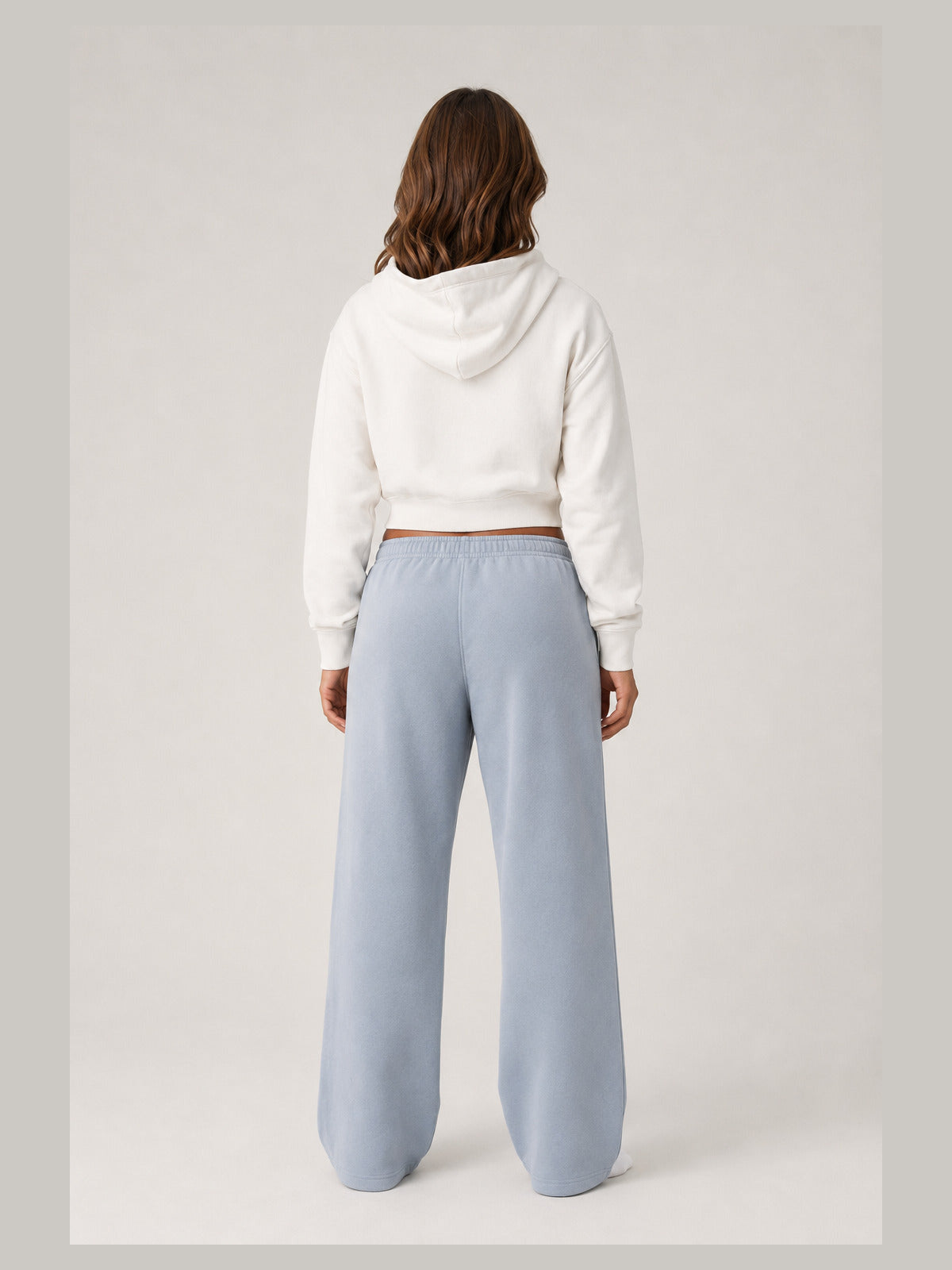 Akumi Openform Straight-Leg Sweatpant in Rainwash Blue, back studio view