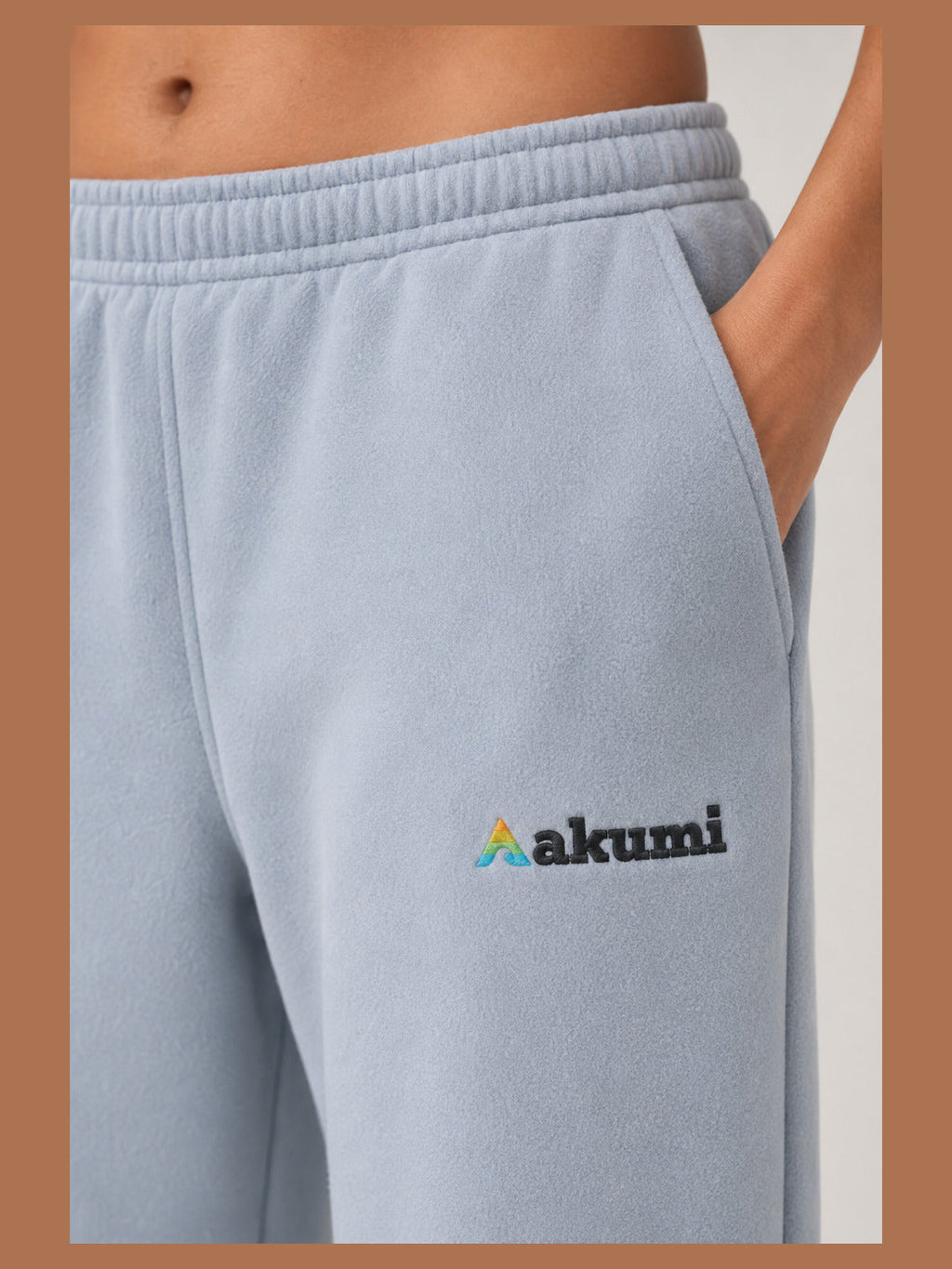 Akumi Openform Straight-Leg Sweatpant in Rainwash Blue, waistband pocket and embroidered logo detail