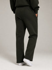 Akumi Openline Straight Pant in Onyx Moss close rear three-quarter leg view