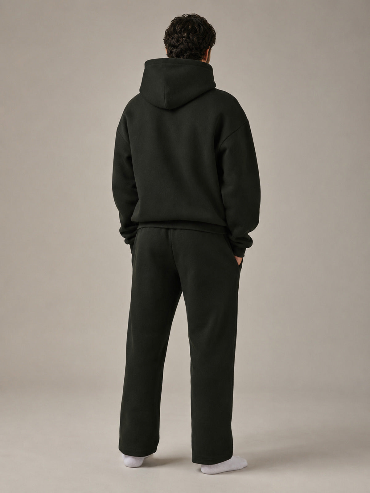 Akumi Openline Straight Pant in Onyx Moss male full-body back studio view