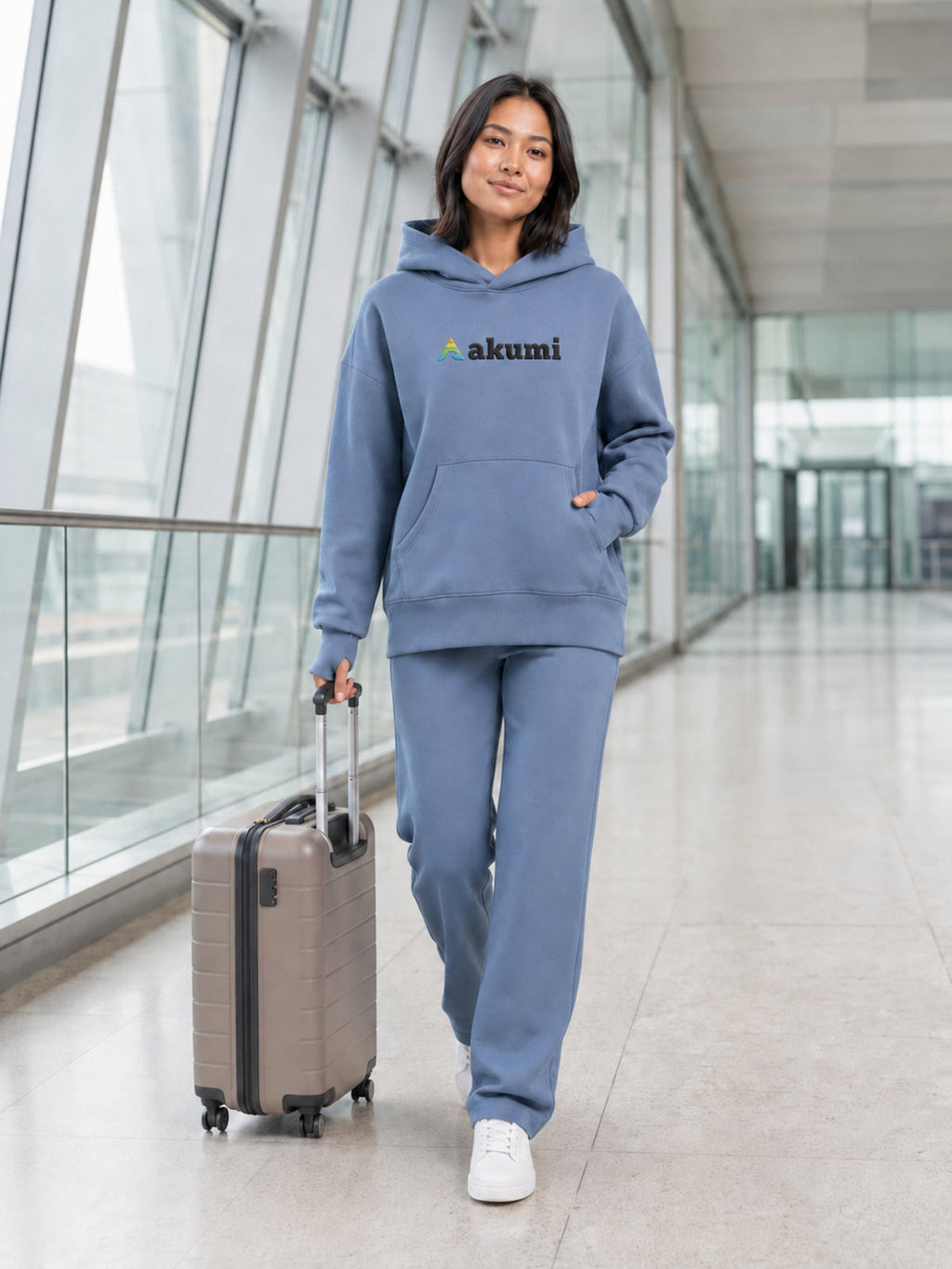 Dust Blue##Akumi Passage Hoodie, walking travel lifestyle