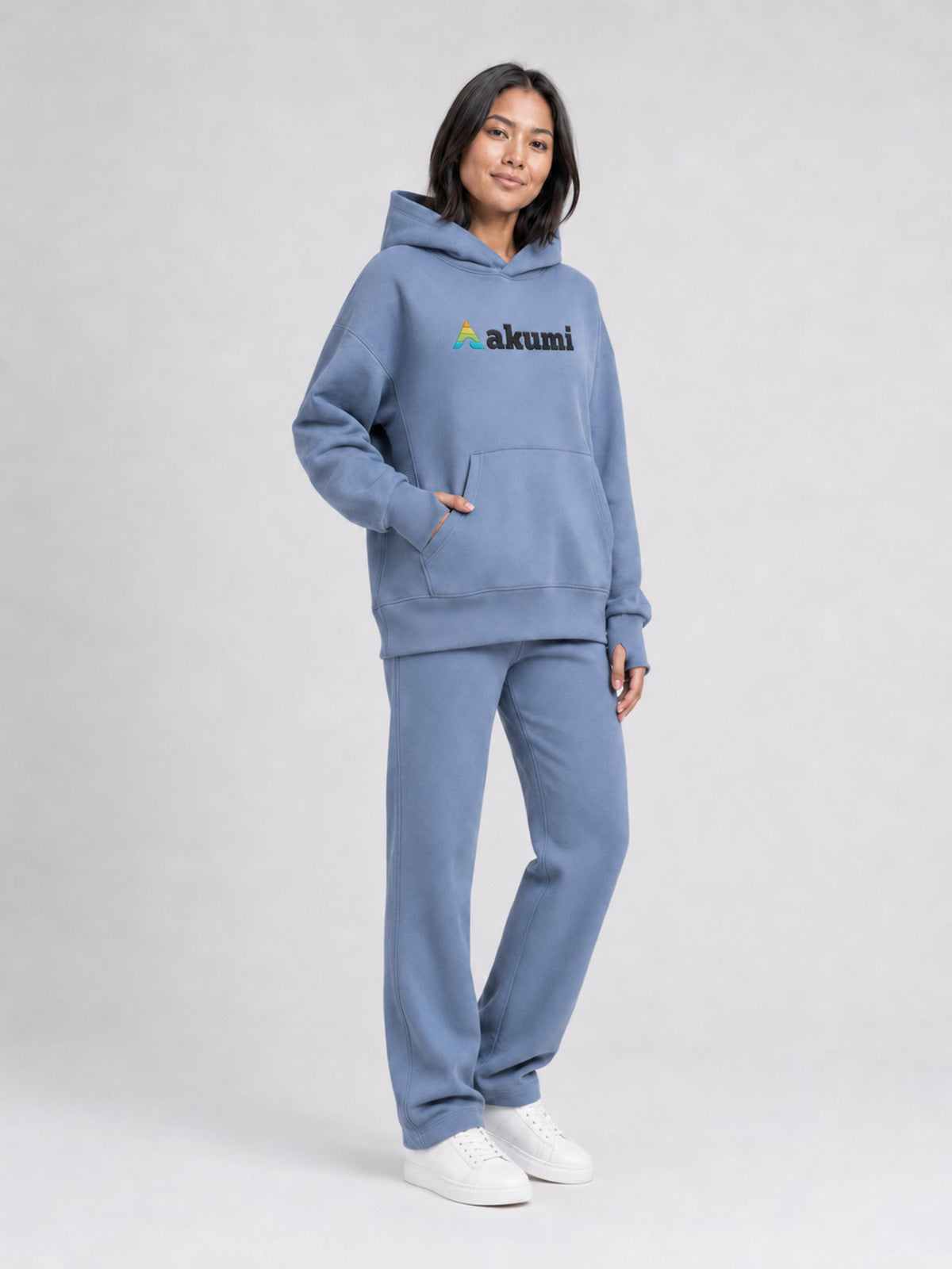 Dust Blue##Akumi Passage Hoodie, three-quarter studio