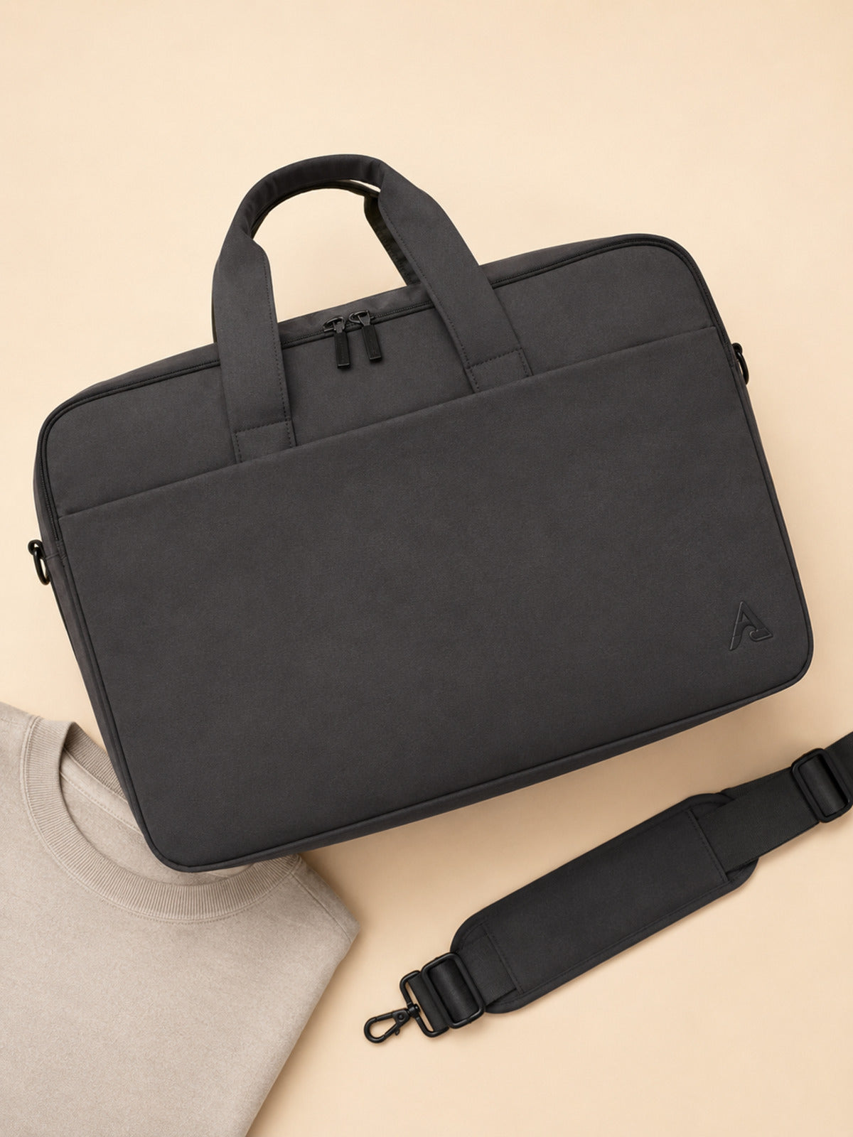 Akumi Portline 24L Travel Tote Ash Black merchandising flat lay