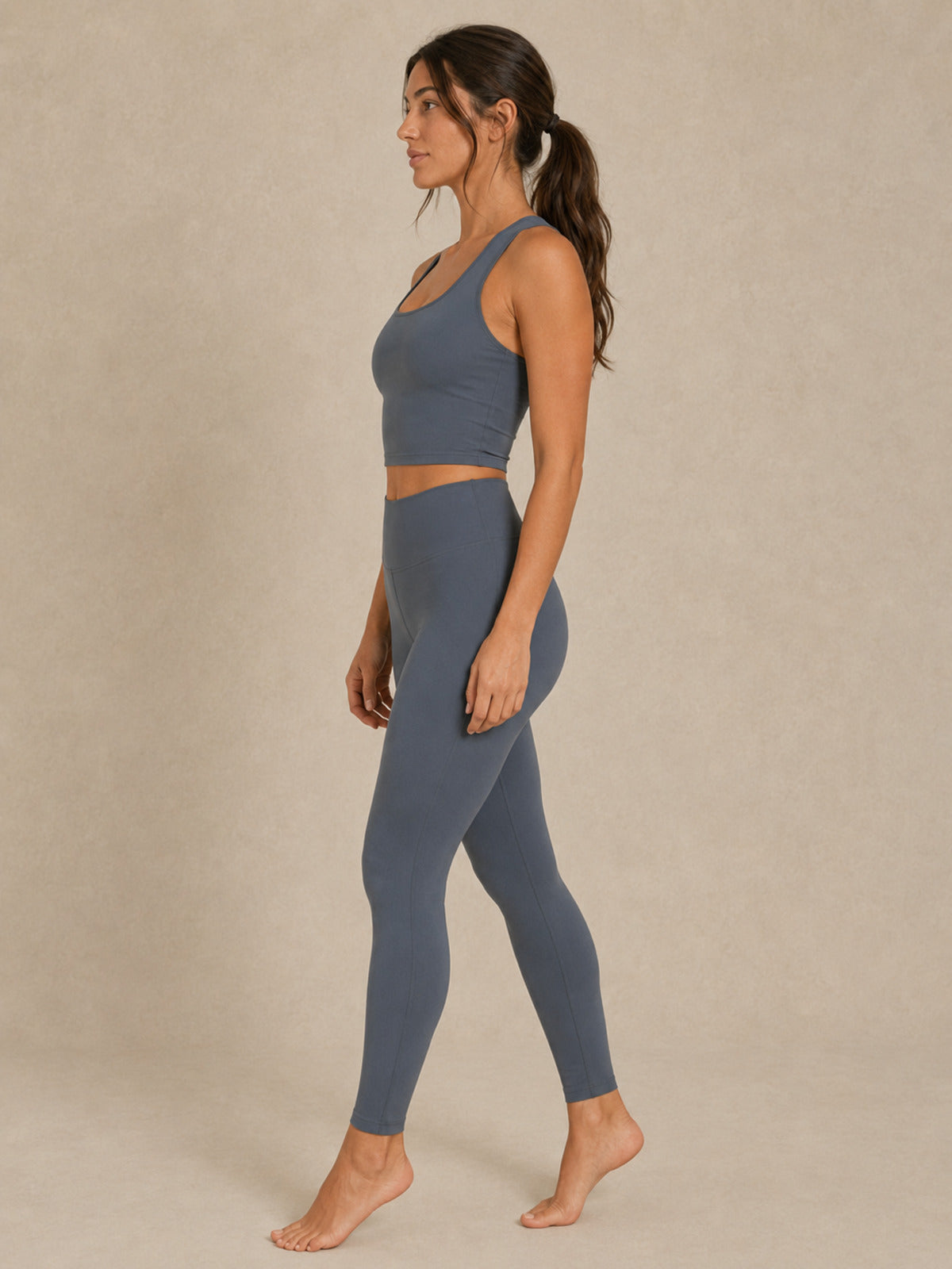 Akumi QuietForm 26 Legging in Mineral Slate side profile view