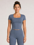 Mineral Slate##Akumi QuietForm Crop Tee, front hero