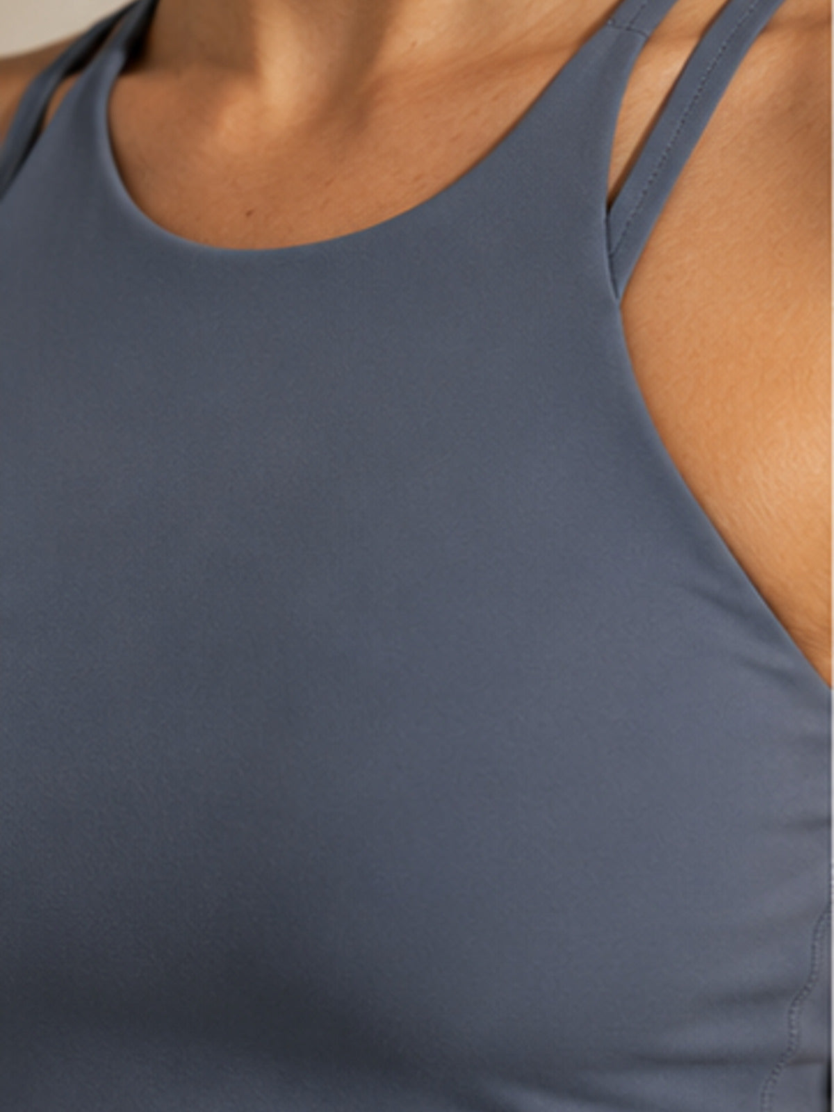 Akumi QuietForm Crossline Tank in Mineral Slate front strap detail