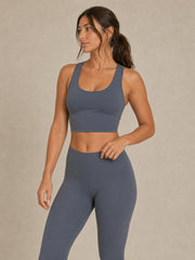 Akumi QuietForm Strata Bra in Mineral Slate three quarter front view