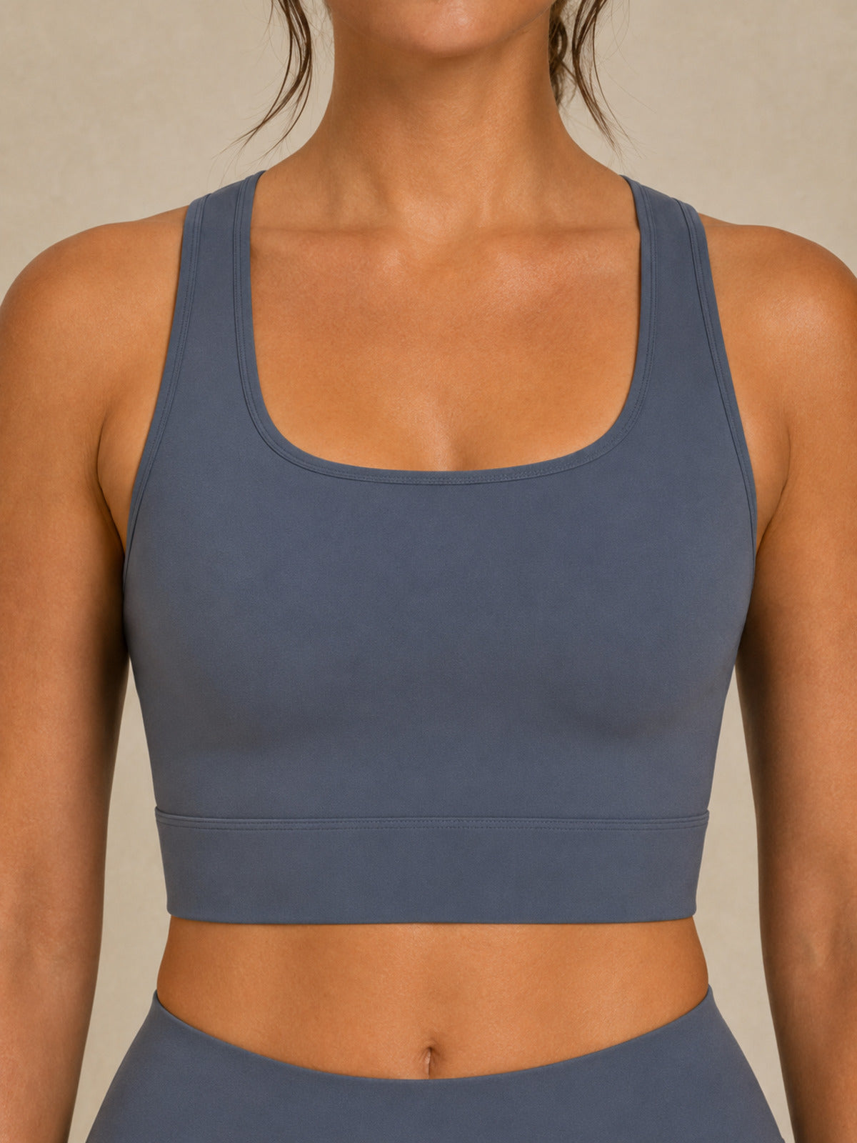 Akumi QuietForm Strata Bra in Mineral Slate front detail
