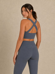 Akumi QuietForm Strata Bra in Mineral Slate three quarter back view