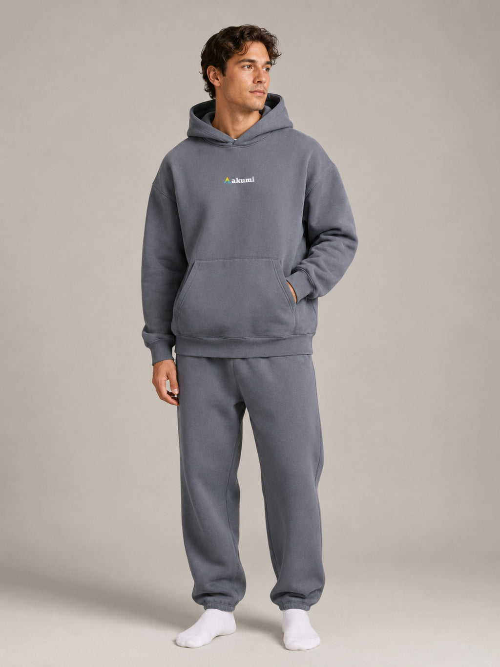 Akumi Reserve Pocket Hoodie in Harbor Ash male front three-quarter studio hero