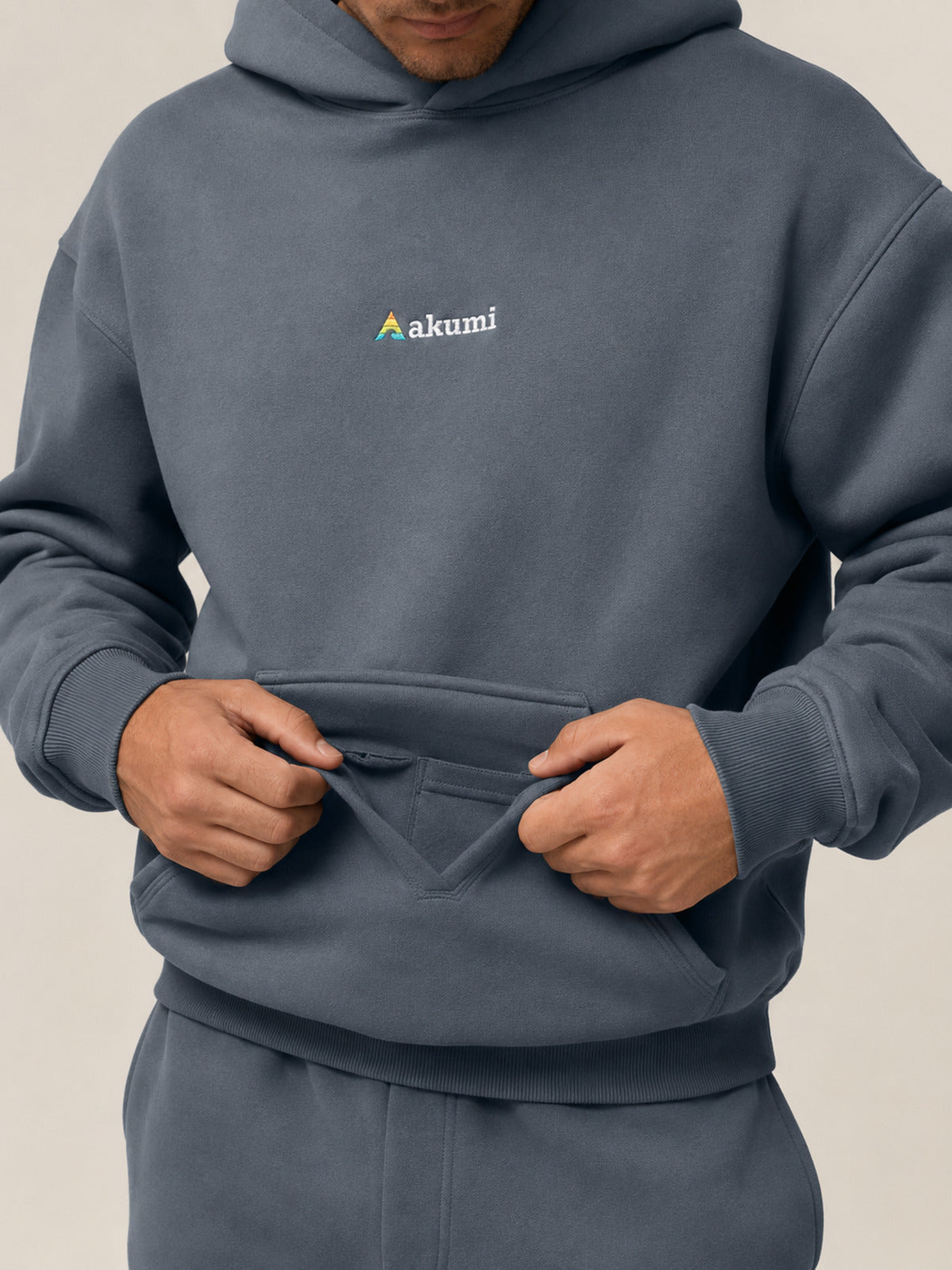 Akumi Reserve Pocket Hoodie in Harbor Ash internal pocket detail
