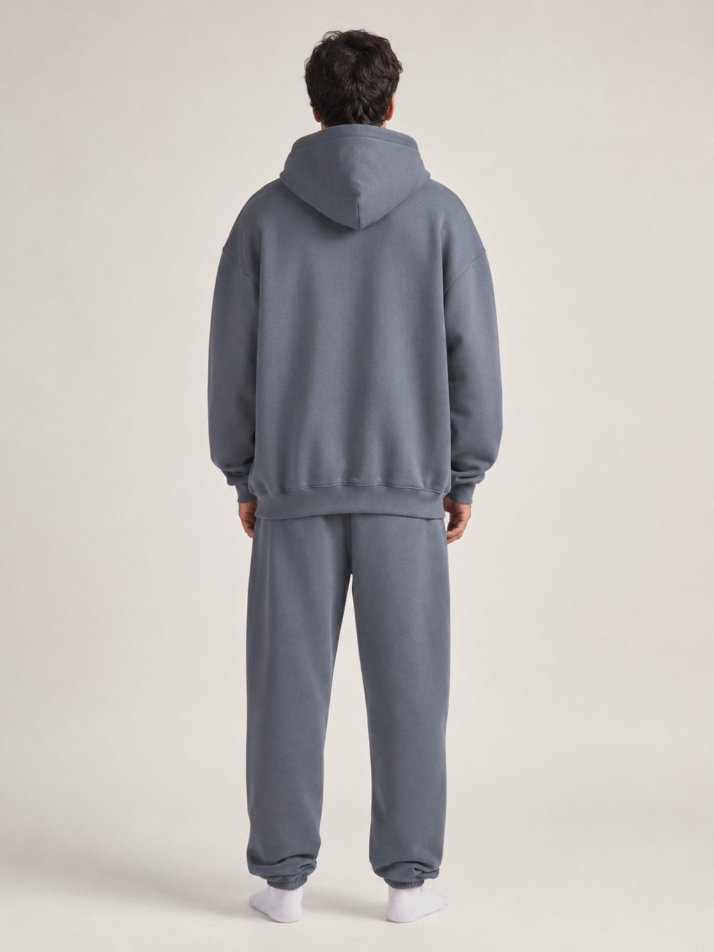 Akumi Reserve Pocket Hoodie in Harbor Ash male full-body back studio view