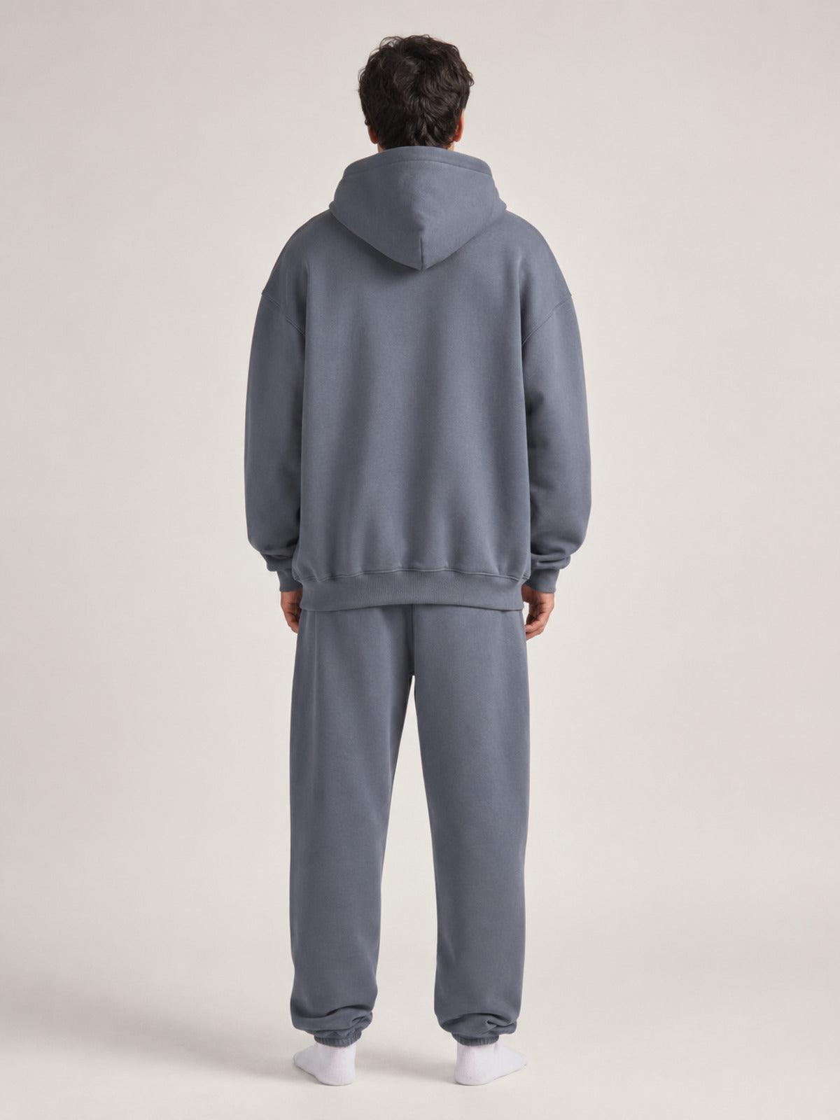Akumi Reserve Pocket Hoodie in Harbor Ash male full-body back studio view