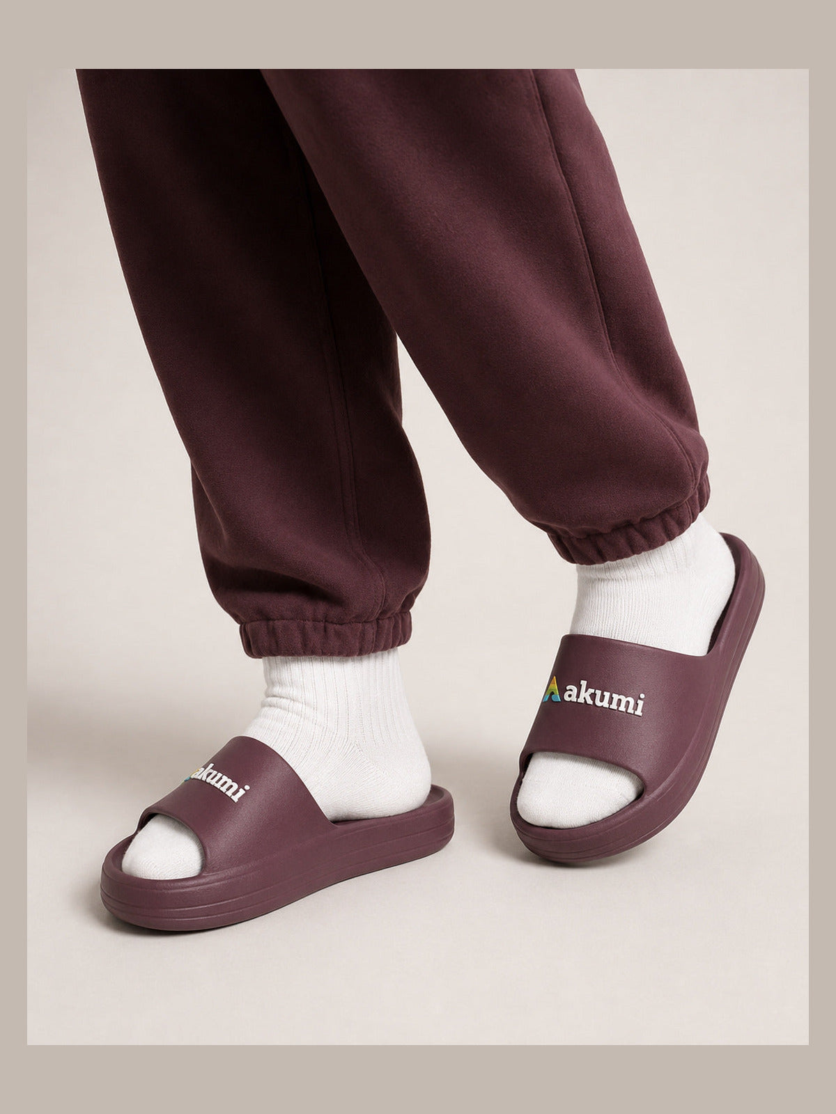 Mulberry##Akumi Reset Slide, male walking view