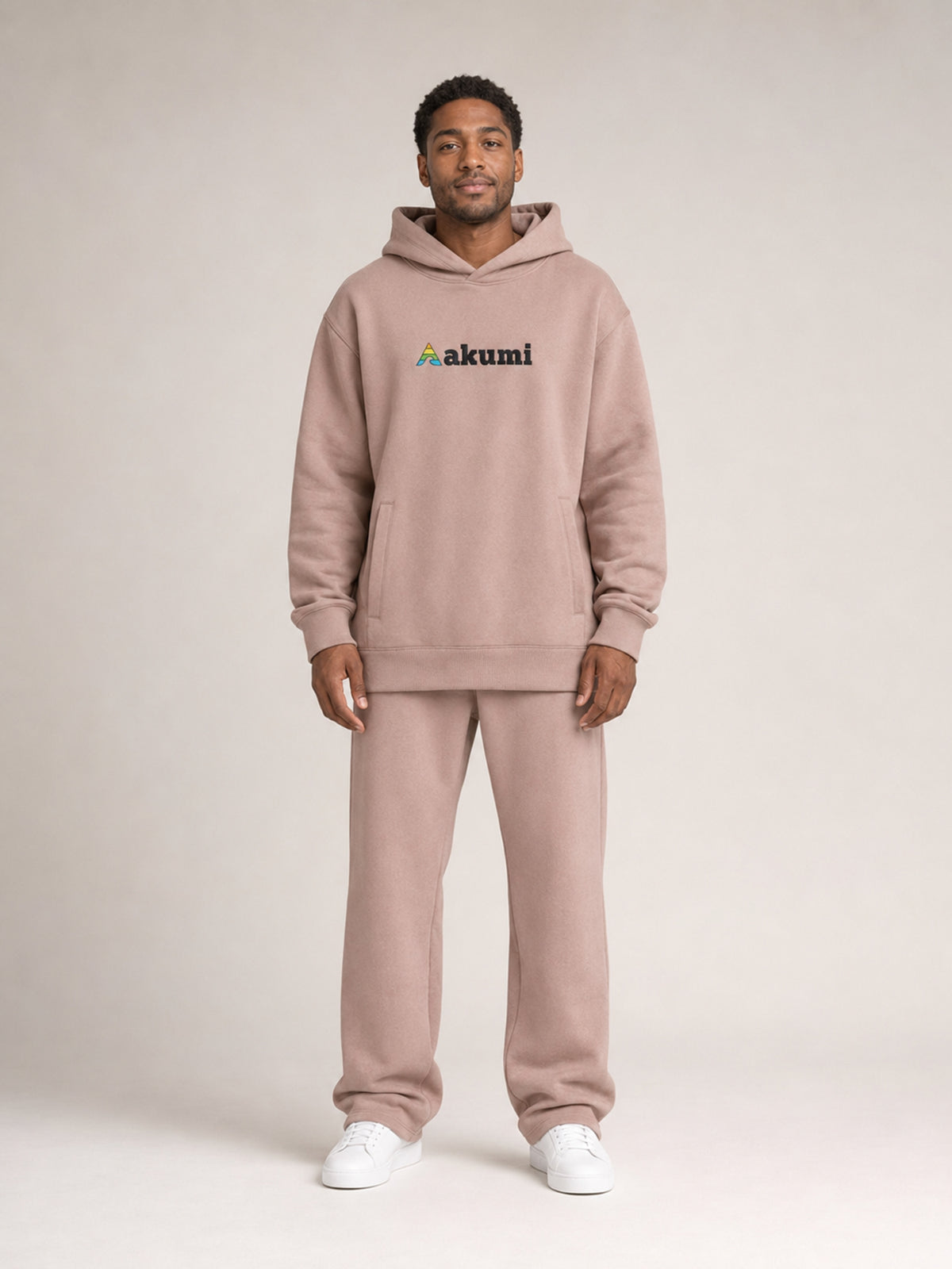 Clay Mist##Akumi Restframe Hoodie, male front studio