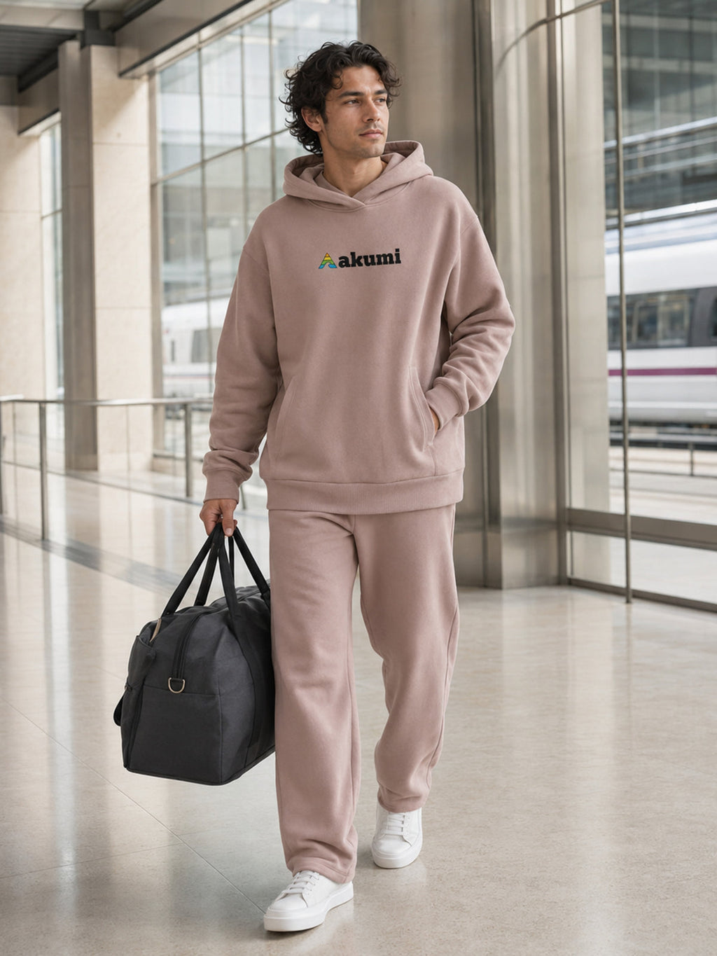 Clay Mist##Akumi Restframe Hoodie, male rail lifestyle