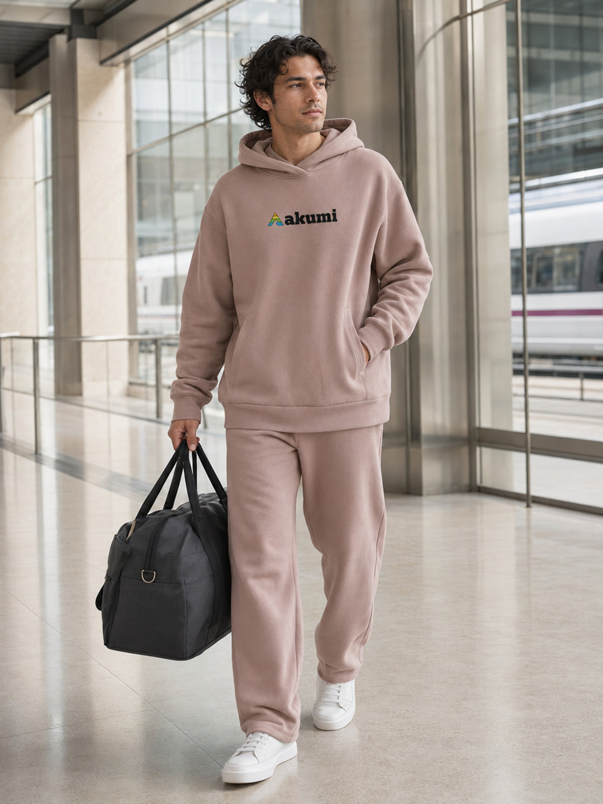 Clay Mist##Akumi Restframe Hoodie, male rail lifestyle