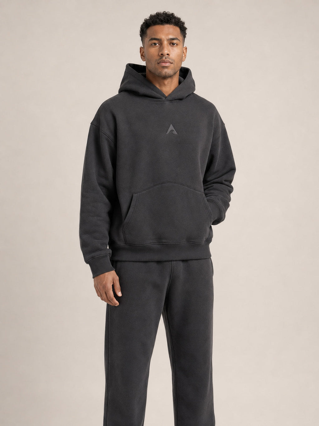 Charcoal##Akumi Stillform Hoodie, three-quarter front