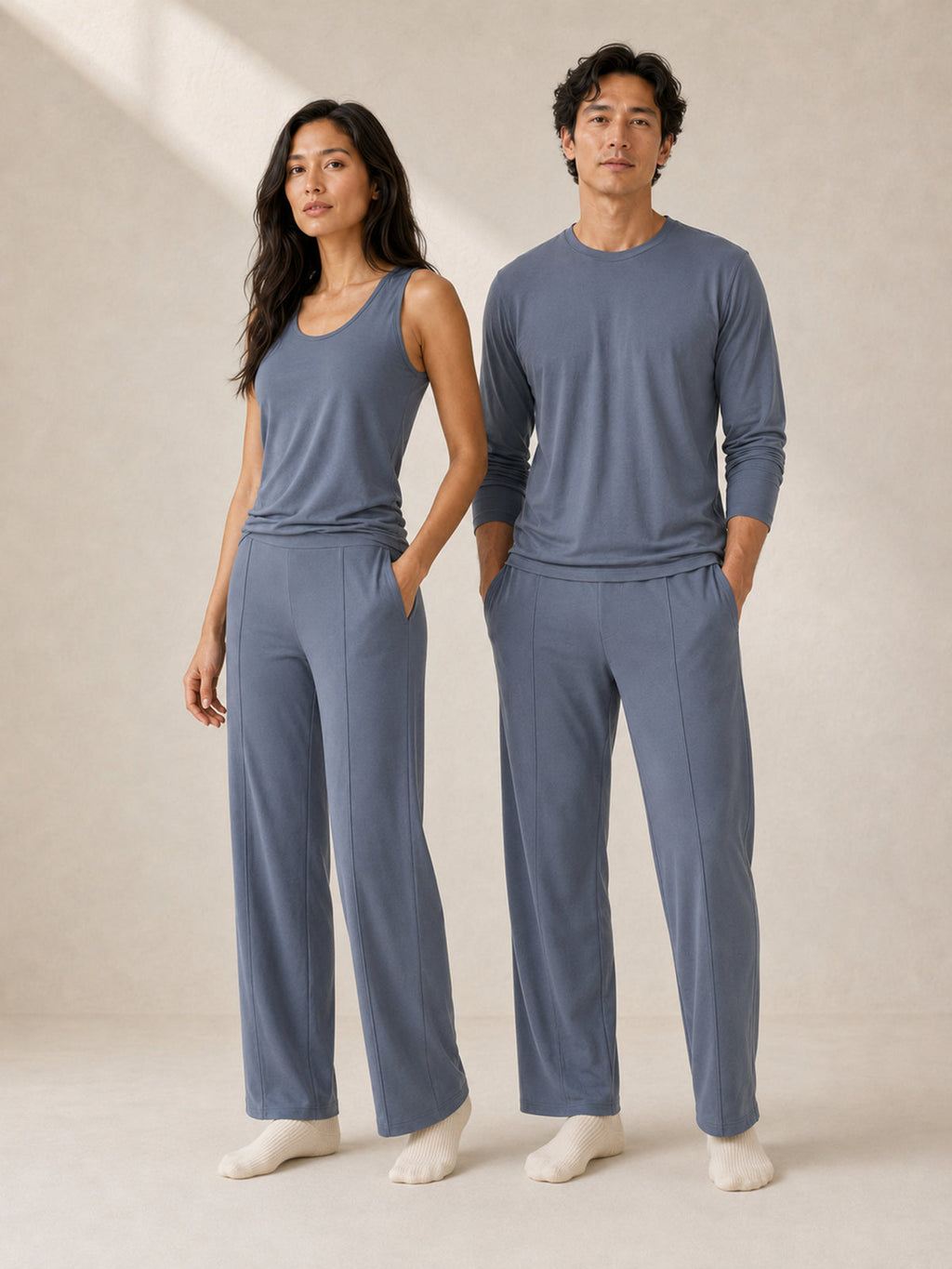 Akumi Stillform Lounge Pant in Night Mist, women’s and men’s unisex fit view