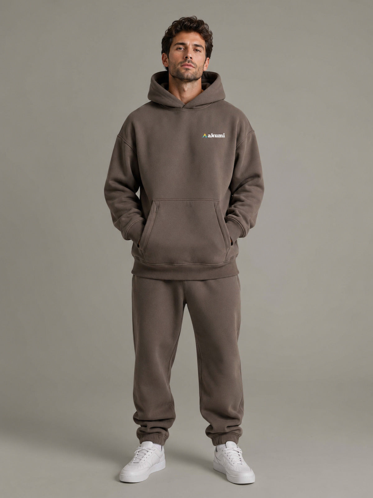 Akumi Stowline Utility Hoodie in Cedar Smoke, front hero view