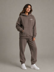 Akumi Stowline Utility Hoodie in Cedar Smoke, three-quarter front view