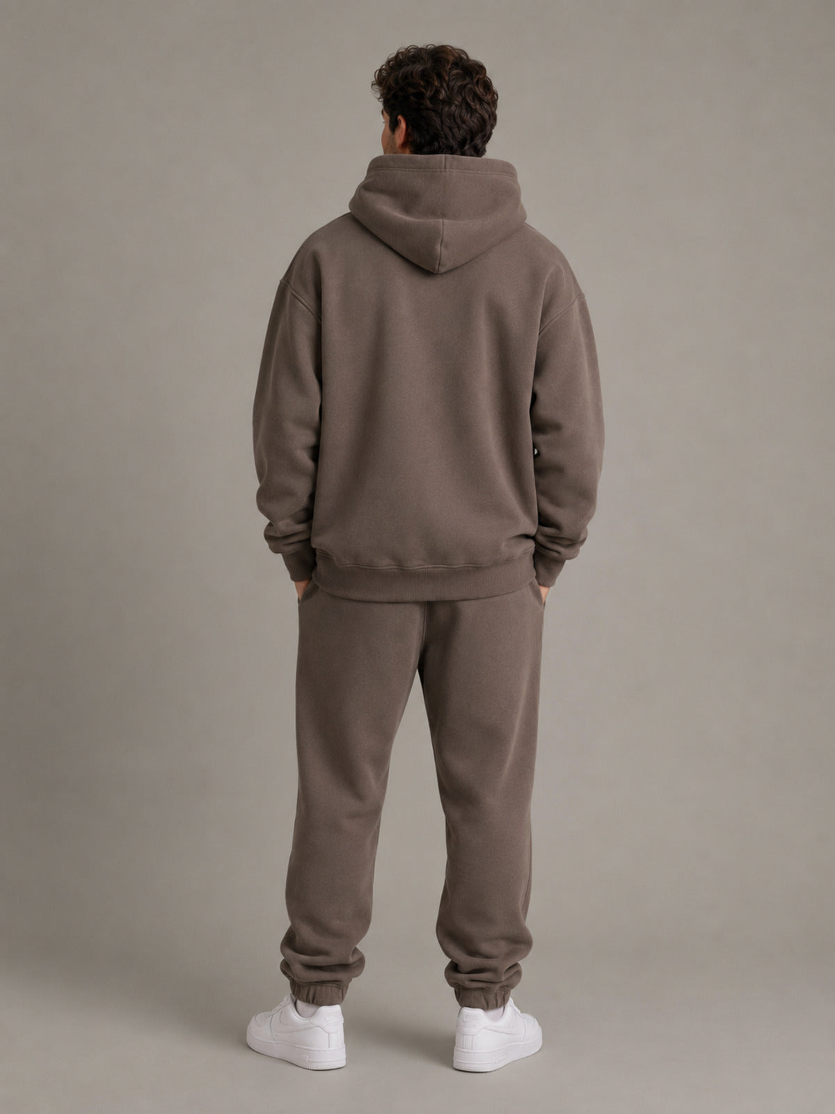 Akumi Stowline Utility Hoodie in Cedar Smoke, back view