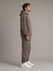 Akumi Stowline Utility Hoodie in Cedar Smoke, side profile view