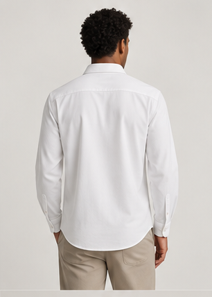 AI-generated Akumi concept render of Studio Knit Oxford - Long Sleeve, back view.