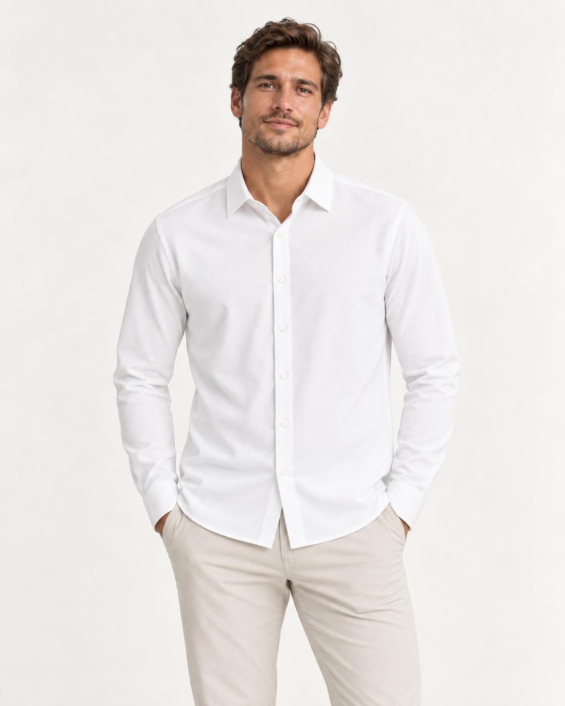 Akumi Studio Knit Oxford Long Sleeve in White
