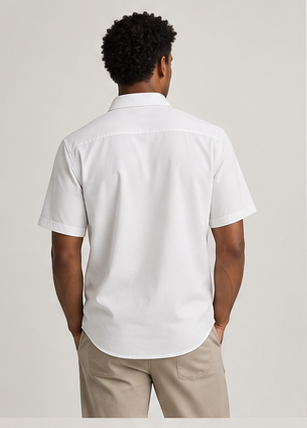 AI-generated Akumi concept render of Studio Knit Oxford - Short Sleeve, back view.